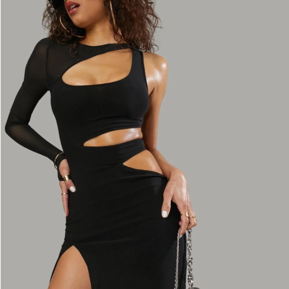 NWT Poster Grl SECRET MISSIONS SHEER ONE-SLEEVE DRESS